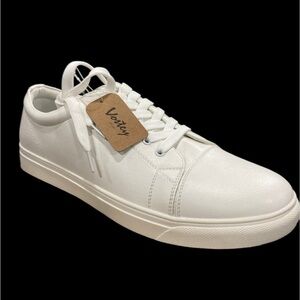 Vostey Milan NWT Men's White Casual  Leather Sneakers, Men’s Sz 11.5